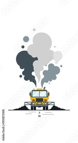 Industrial Vehicle Emitting Thick Clouds Of Smoke And Pollution