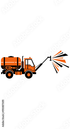 Industrial Vehicle Sprays Liquid Across The Scene