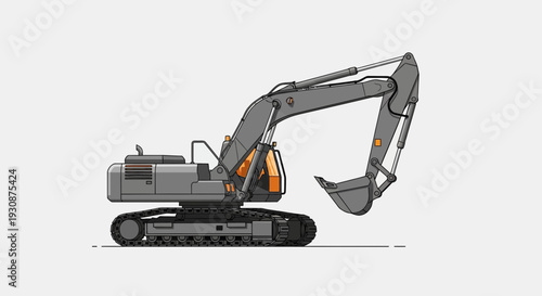 Isolated Excavator Machine On White Background