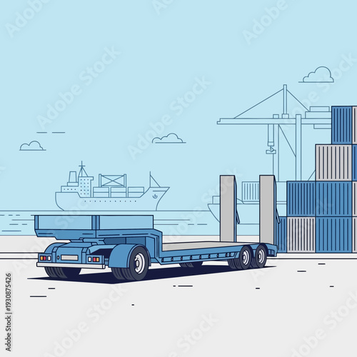 International Logistics And Freight Transportation Scene With Ships And Cargo