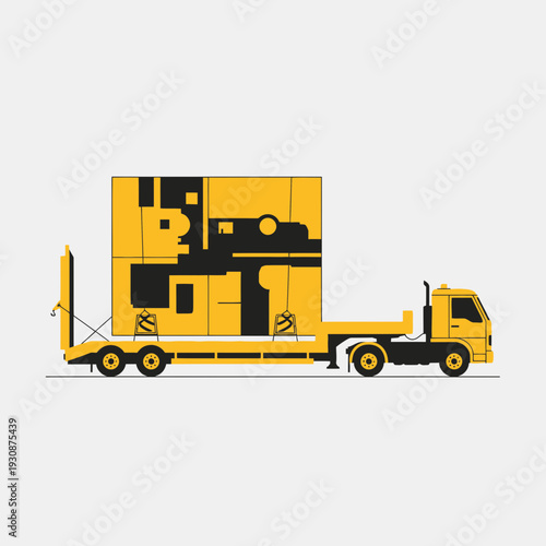 Innovative Logistics Solution Transporting Modular Components on a Flatbed Truck