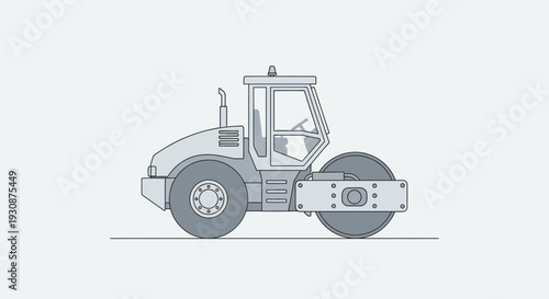 Isolated Illustration Of A Steamroller On A Plain Background