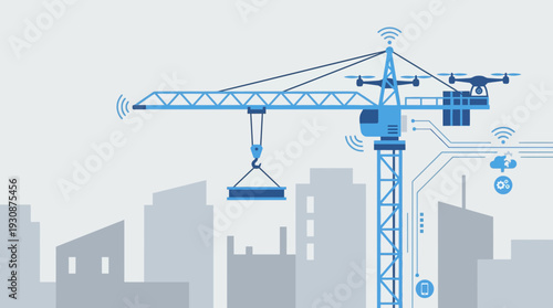 Innovative Smart Construction Crane Technology With Drone Integration