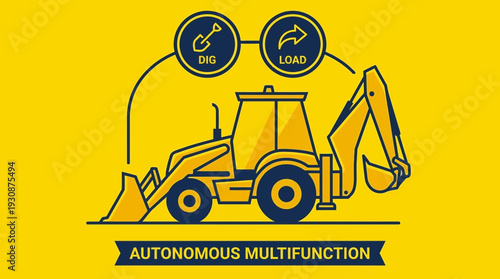 Intelligent Backhoe Loader Technology Digging Load Operations Conceptual Graphic