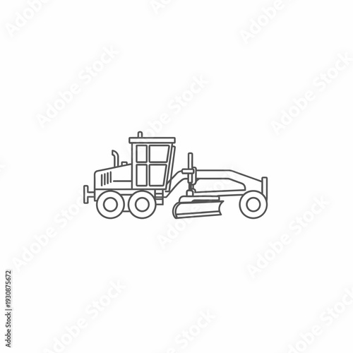 Line Art Illustration Of A Motor Grader Machinery For Road Construction Projects