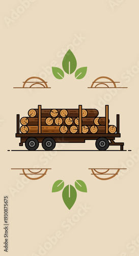 Logging Truck Carrying Freshly Cut Timber In A Forest Setting