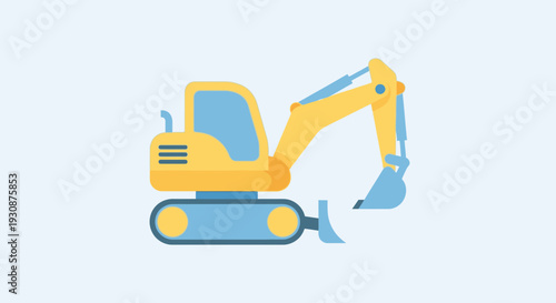 Mini Excavator Illustration Construction Machinery Equipment Heavy Duty Machine Icon
