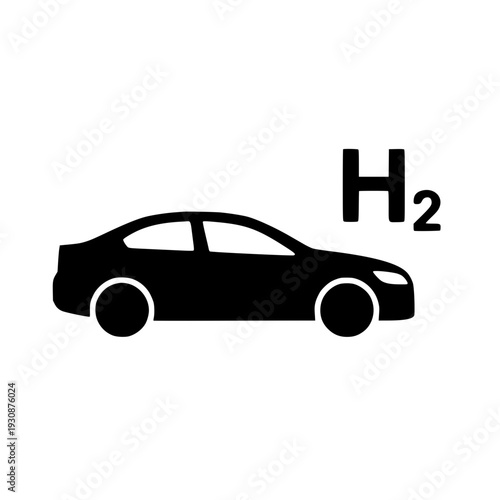 Hydrogen powered car silhouette icon