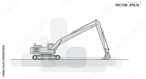 Minimalist Excavator Line Art For Construction Projects