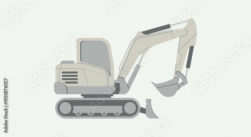 Minimalist Excavator Machine Ready For Digging Operations Flat Design