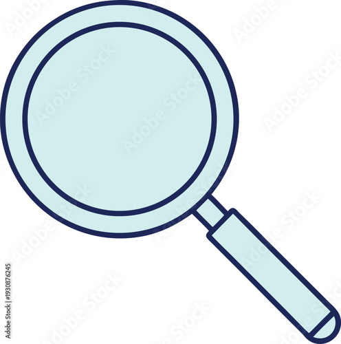 Simple magnifying glass icon with a light blue tint and transparent background Vector