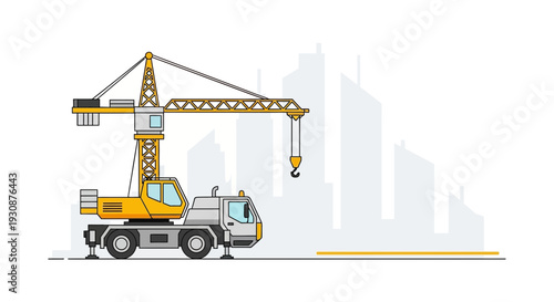 Mobile Construction Crane Industrial Equipment Vector Illustration