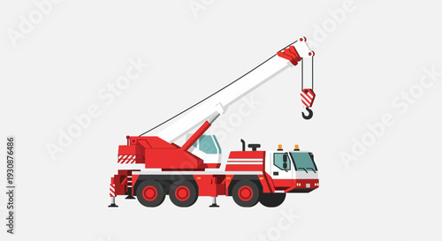 Mobile Construction Crane Lifting Heavy Loads Industrial Vehicle Illustration