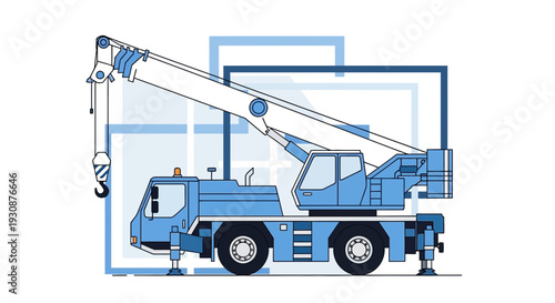 Mobile Crane Construction Vehicle Industrial Equipment Vector Illustration