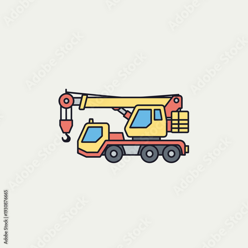 Mobile Crane Construction Vehicle Industrial Machinery Equipment Illustration