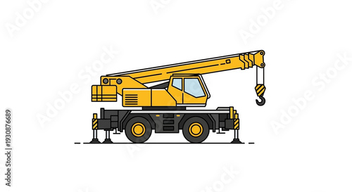 Mobile Crane Heavy Lifting Equipment Illustration For Construction Industry