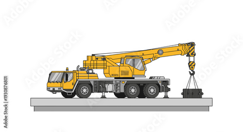 Mobile Crane Lifting Heavy Load Construction Vehicle Illustration