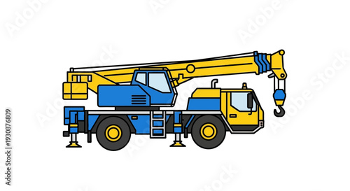 Mobile Crane Machine Construction Vehicle Industrial Equipment Illustration