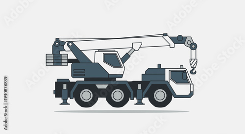 Mobile Crane Lifting Heavy Loads Construction Vehicle Illustration