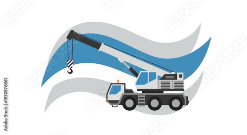 Mobile Crane Lifting Heavy Loads For Construction Projects Industrial Equipment Illustration