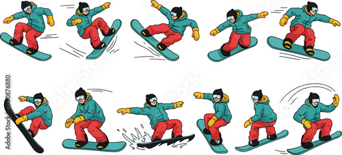 Snowboarder Action Sequence Graphic Sports Freestyle