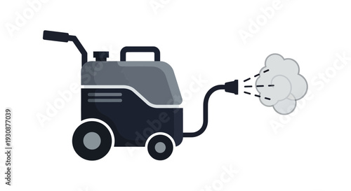 Mobile Steam Cleaning Machine Releasing Vapors And Steam For Sanitization