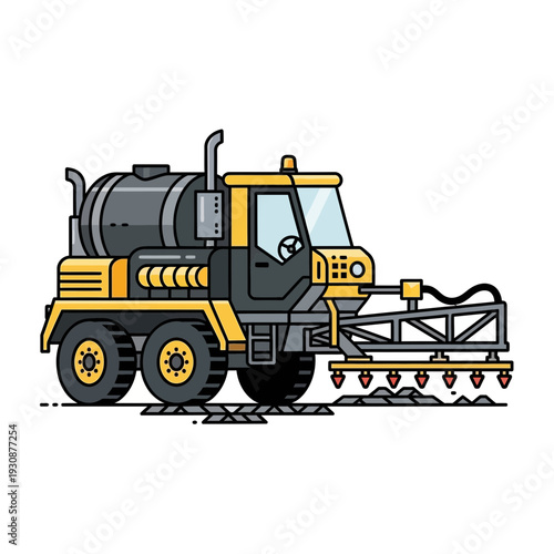 Modern Agricultural Sprayer Vehicle Illustration For Farming
