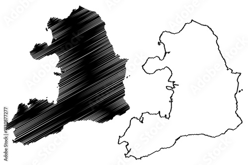 Omishima island (Japan, East Asia, Japanese archipelago) map vector illustration, scribble sketch Omishima map