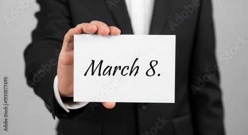 Person holding a sign for international women's day on march eighth