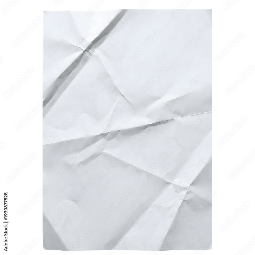Obraz premium Empty White Paper Wrinkled on Transparent Background, Wrinkled Paper Texture Clipart, vintage page Papers grunge vignette Paper Isolated on Transparent Background