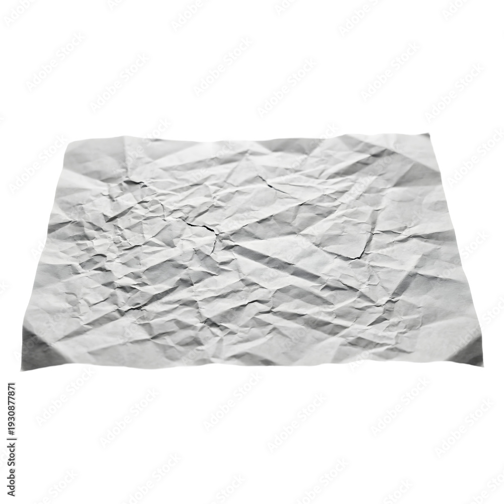 Obraz premium Empty White Paper Wrinkled on Transparent Background, Wrinkled Paper Texture Clipart, vintage page Papers grunge vignette Paper Isolated on Transparent Background