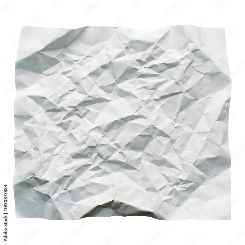 Obraz premium Empty Blank White Paper Wrinkled on Transparent Background, Wrinkled Paper Texture Clipart, vintage page Papers grunge vignette Paper Isolated on Transparent Background