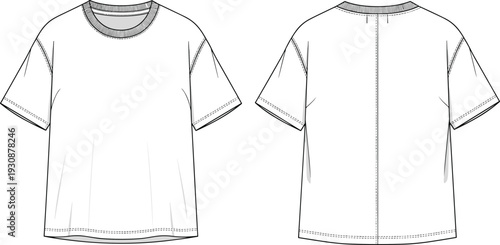 Blank t shirt front and back view mockup, casual short sleeve apparel template isolated on white background