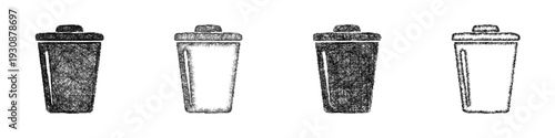 Sketch trash bin icon design set