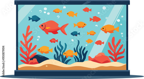 acquario con pesci dolce salata acqua tropicali rossi vettoriale