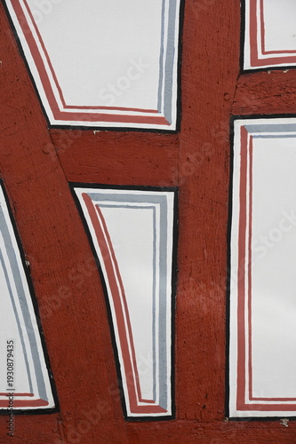 Detail einer mittelalterlichen Fachwerkhausfassade in Limburg