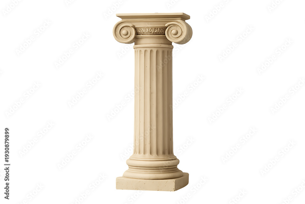 Fototapeta premium Detailed rendering of a classic ionic column architectural element on transparent background