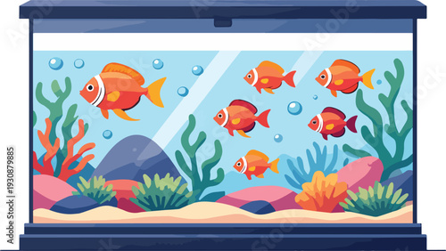 acquario con pesci dolce salata acqua tropicali rossi vettoriale