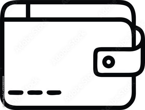 Simple outline drawing of a classic wallet with a coin slot. Vector