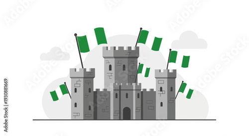 Majestic Castle Fortress Symbolizing Nigerian National Pride and Strength