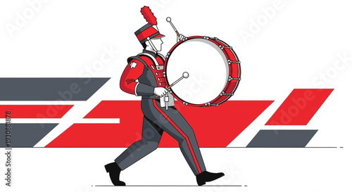 Majestic Marching Band Drummer Performing With Precision And Flair