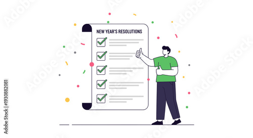 Making New Year's Resolutions With Determination And A Thumbs Up Positive Approach