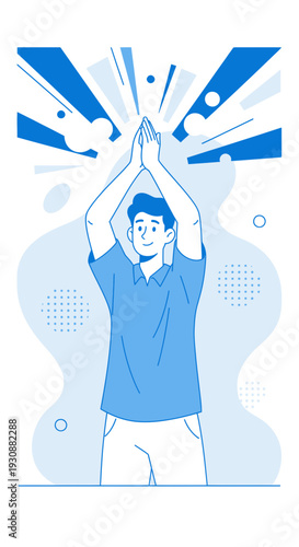 Man Clapping Enthusiastically with Radiant Celebration Burst
