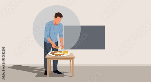 Man Arranging Treats On A Small Table Ready For Sharing