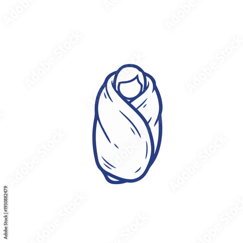 Outline drawing human blanket burrito cozy comfort protection isolation self-care mental health awareness Winter Solstice