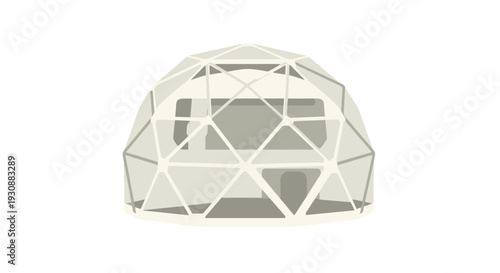 Geometric Dome Structure with Faceted Design and Transparent Panels