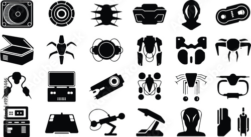 Set of 20 robotics and technology icons vector