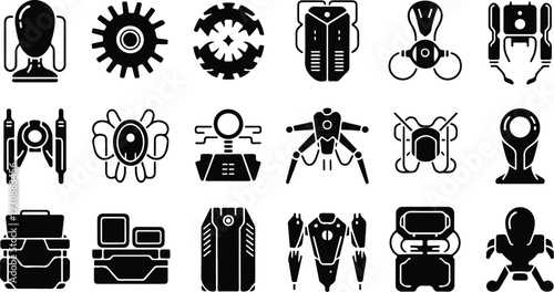 Set of 20 robot icons vector