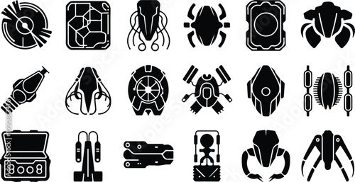 Set of 20 sci-fi icons vector