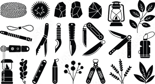 Set of 20 camping icons vector